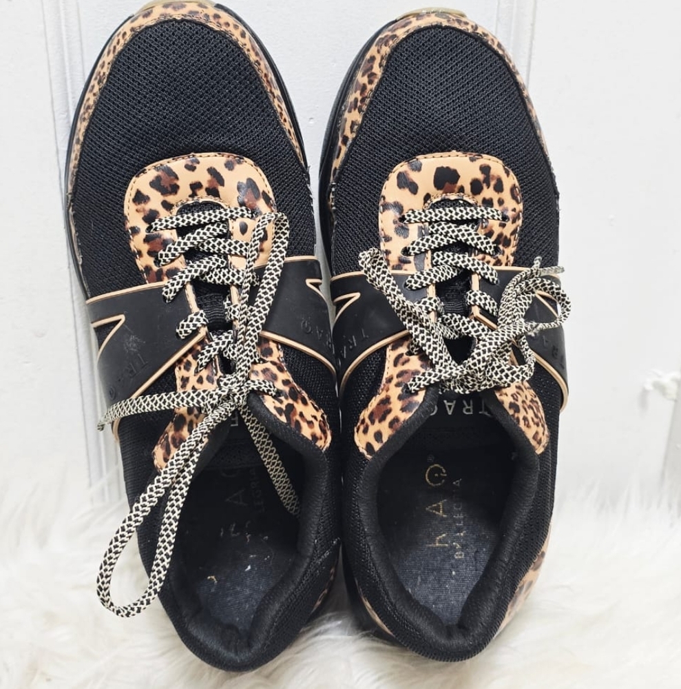 Traq by Alegria Leopard Print Black Sneakers - Picture 4 of 9